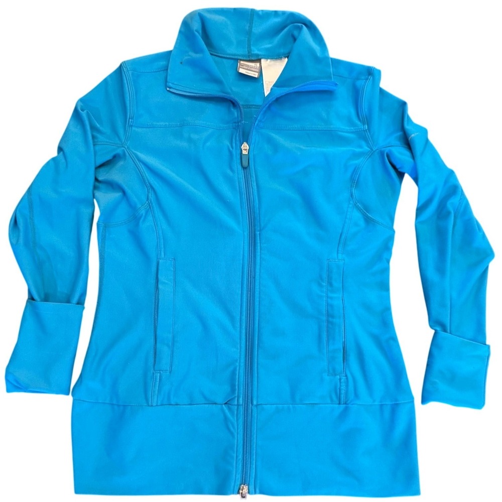 Nike Fit Dry Womens Small Blue Full Zip Track Jacket Mock Neck Athletic Active